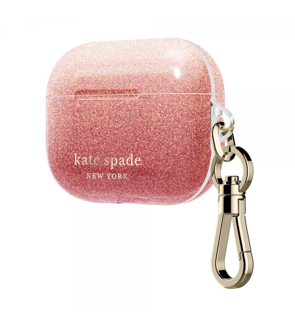 Kate Spade new york AirPods Pro Case - Ombre Glitter Sunset/Pink Multi/Gold Foil Logo 